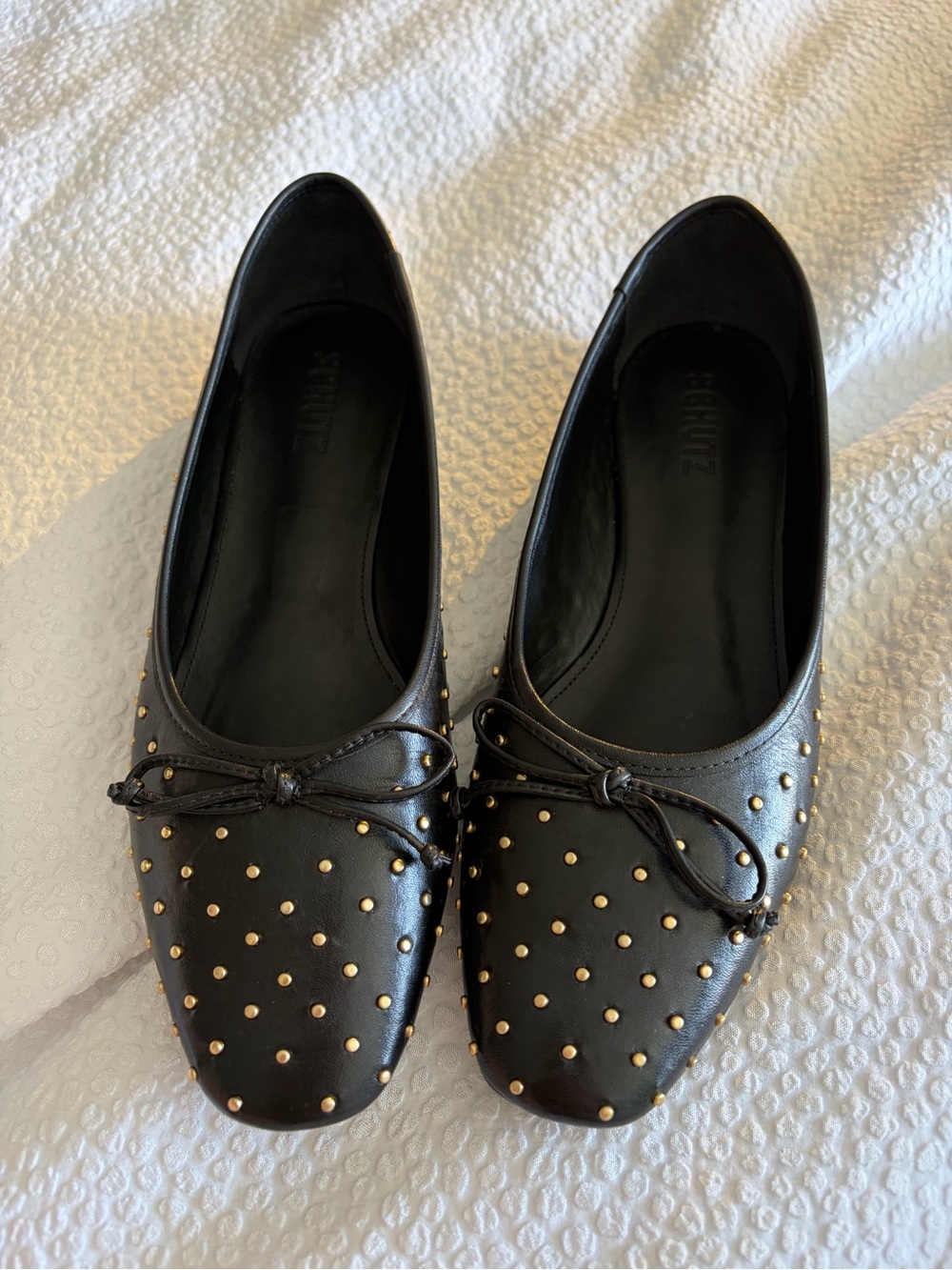 Schutz Black Studded Leather Ballet Flats size 8 - Picture 5 of 5